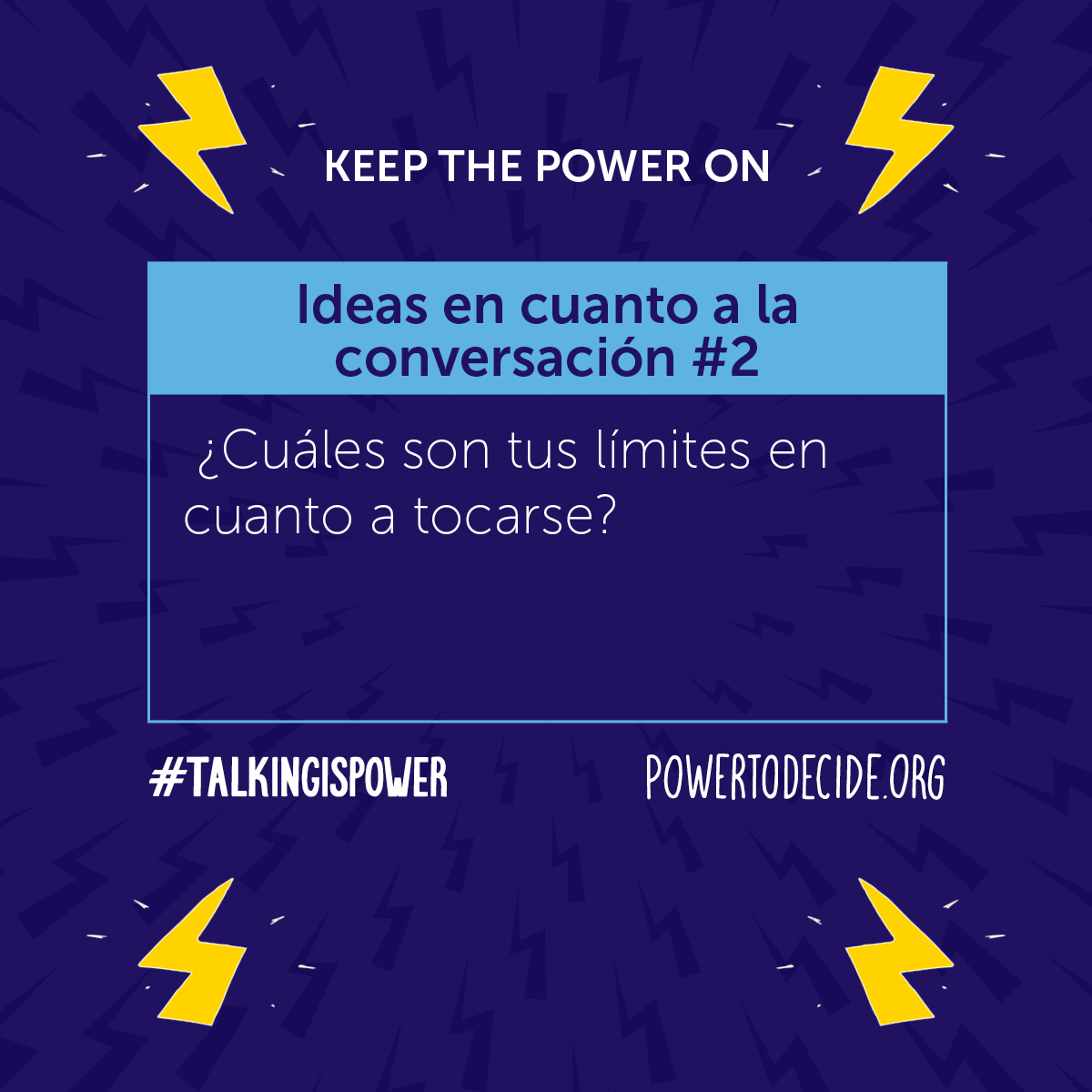 Ideas en cuanto a la conversacion, "Cuales son tus limites en cuanto a tocarse?