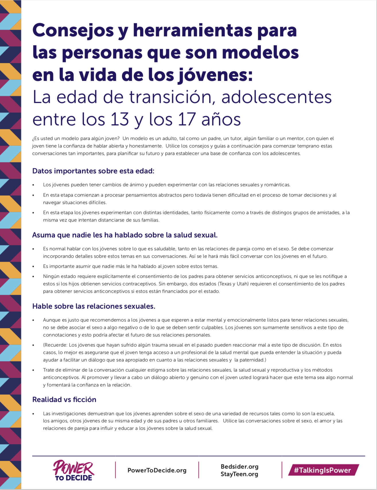 La Edad de Transición, Adolescentes Entre los 13 y los 17 años (PDF)