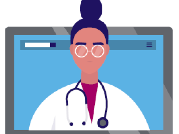 An icon of a provider popping out of a computer screen. 