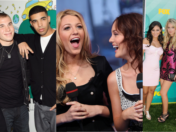 Photos of cast members from Degrassi, Gossip Girl, and Secret Life pose at events. 