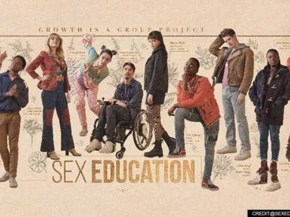 A promotional photo of the cast of Season Three of Netflix's Sex Education. 