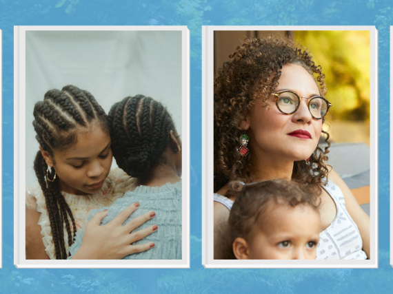 Four images of women supporting one another. 